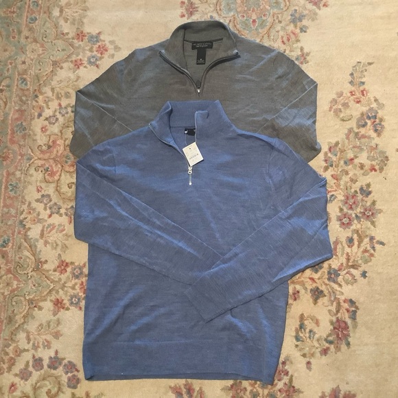 Pair Of Merino Wool Quarter Zip Sweaters Bloomingdale’s & J Crew Sz Med New - Picture 6 of 6